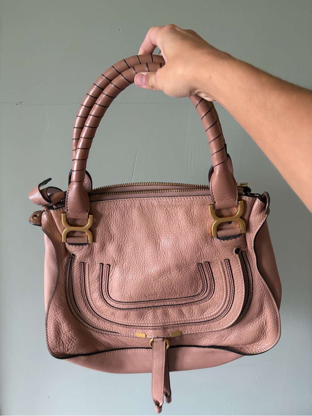 Chloe Dusty Pink Leather Top-Handle Shoulder Bag